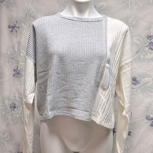 NWT Cropped Waffle Top - L
